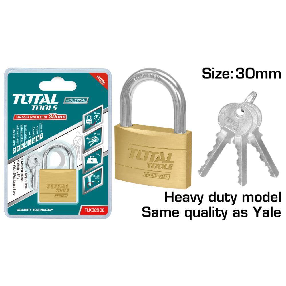 Катинар месингов HEAVY DUTY, TOTAL Industrial, 30 мм, 3 ключа
