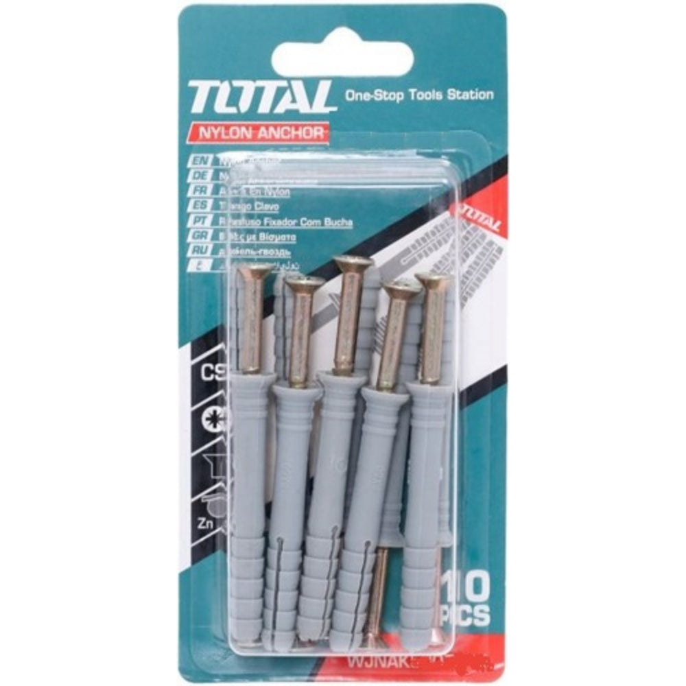 Комплект дюбел пирон TOTAL, 8 х 80, PZ, 10 бр