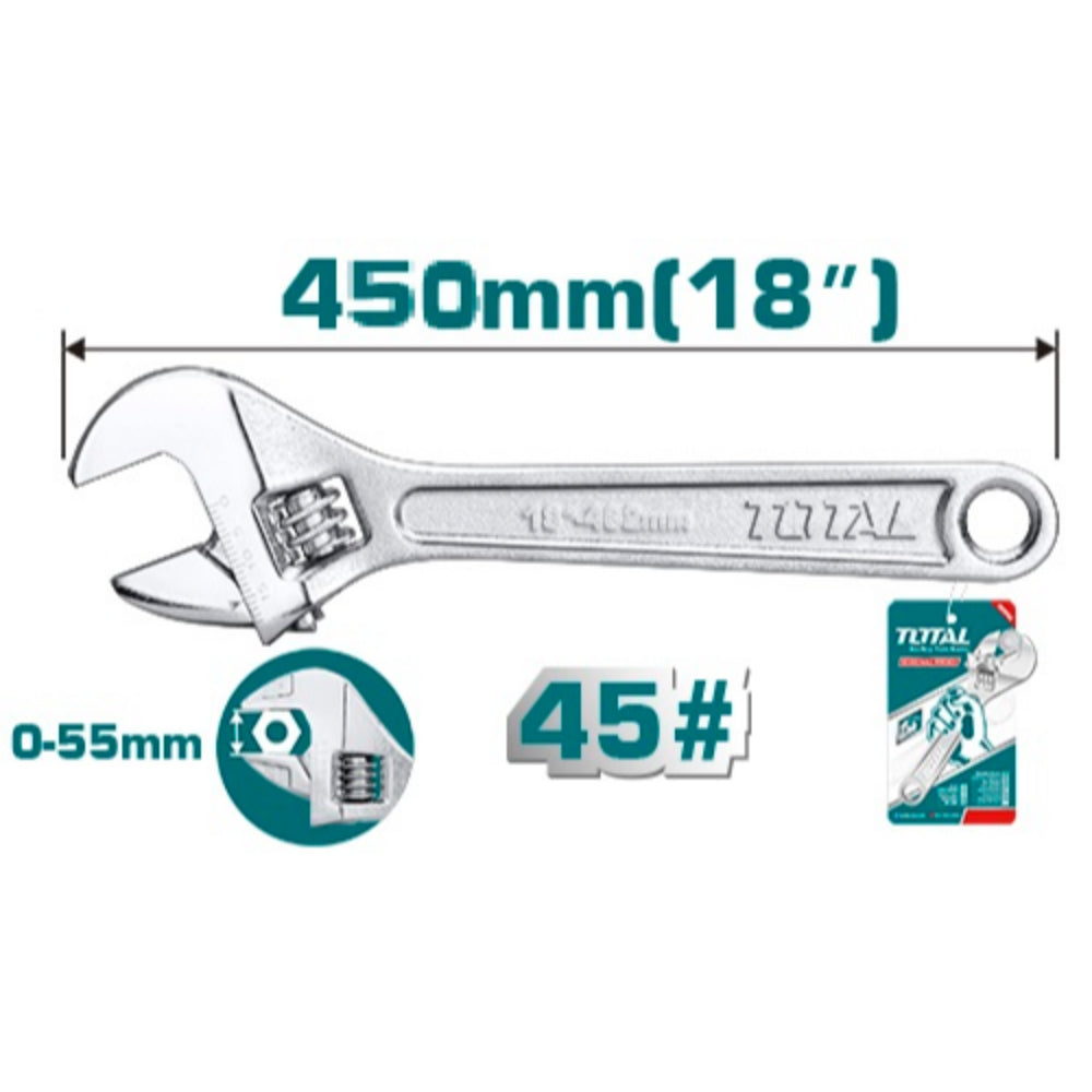 Ключ гаечен раздвижен TOTAL, 18"(450 мм), 0-55 мм