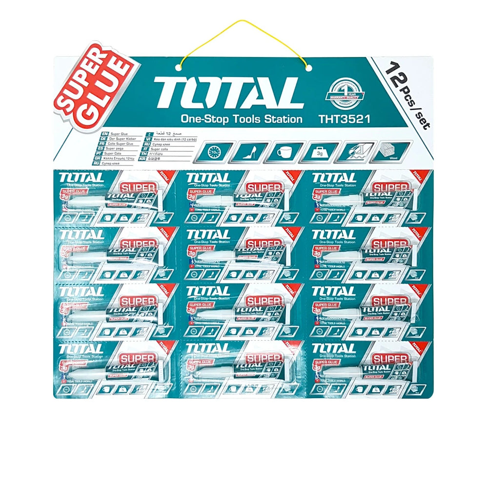 Универсално секундно лепило TOTAL, 3 гр, 12 броя