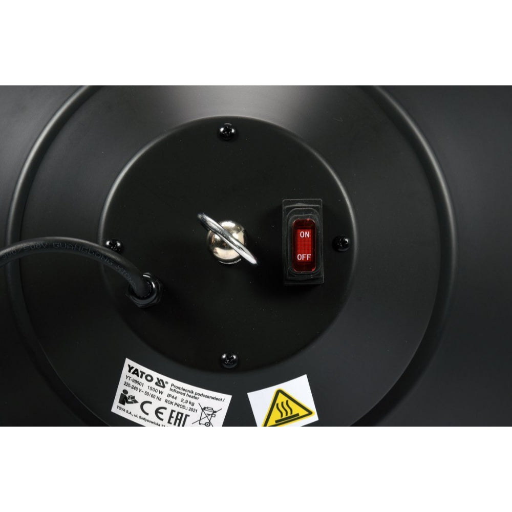 Инфрачервен отоплител с дистанционно, висящ YATO, IP44, 1500 W