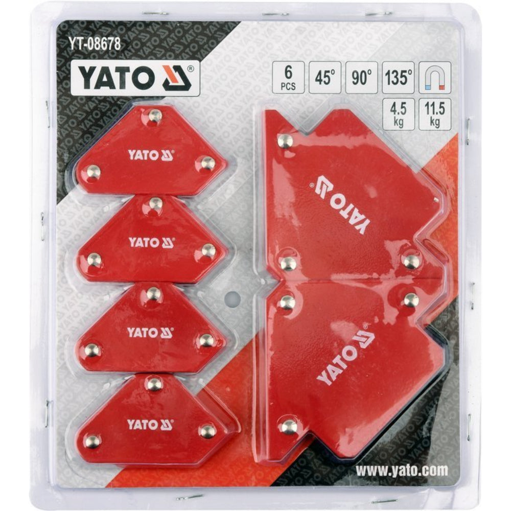 Комплект магнитни ъгли за закрепване YATO YT 08678, 6 броя