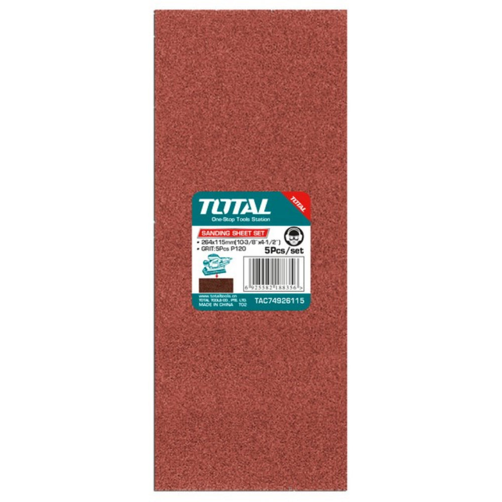 Шкурка TOTAL, 264 х 115 мм, P120, 5 броя