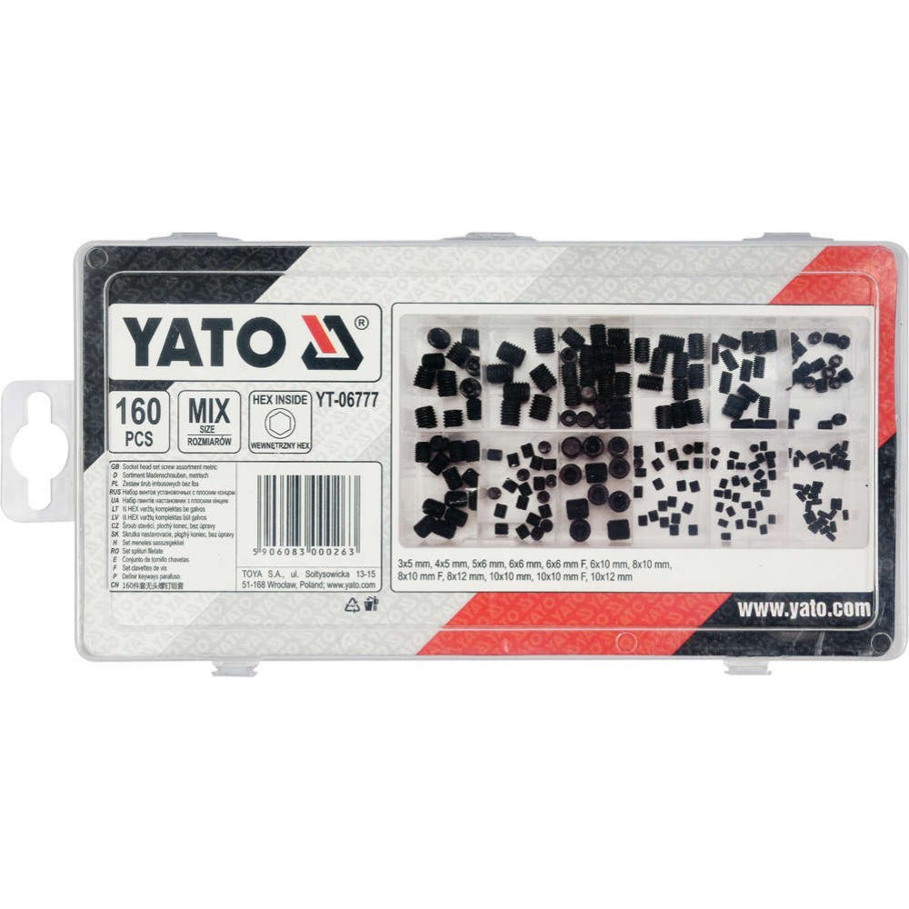 Комплект стопорни винтове М3 - М10 YATO, 160 броя
