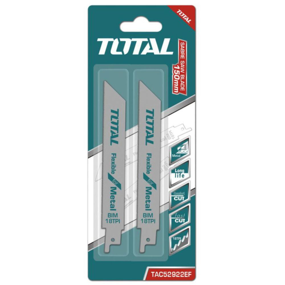 Нож за саблен трион TOTAL, HSS, метал, 18TPI, 2 бр