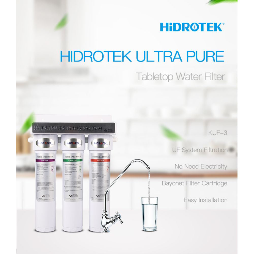 Филтрираща система за вода с 3 филтъра PP+UF+CTO, HIDROTEK KUF-3