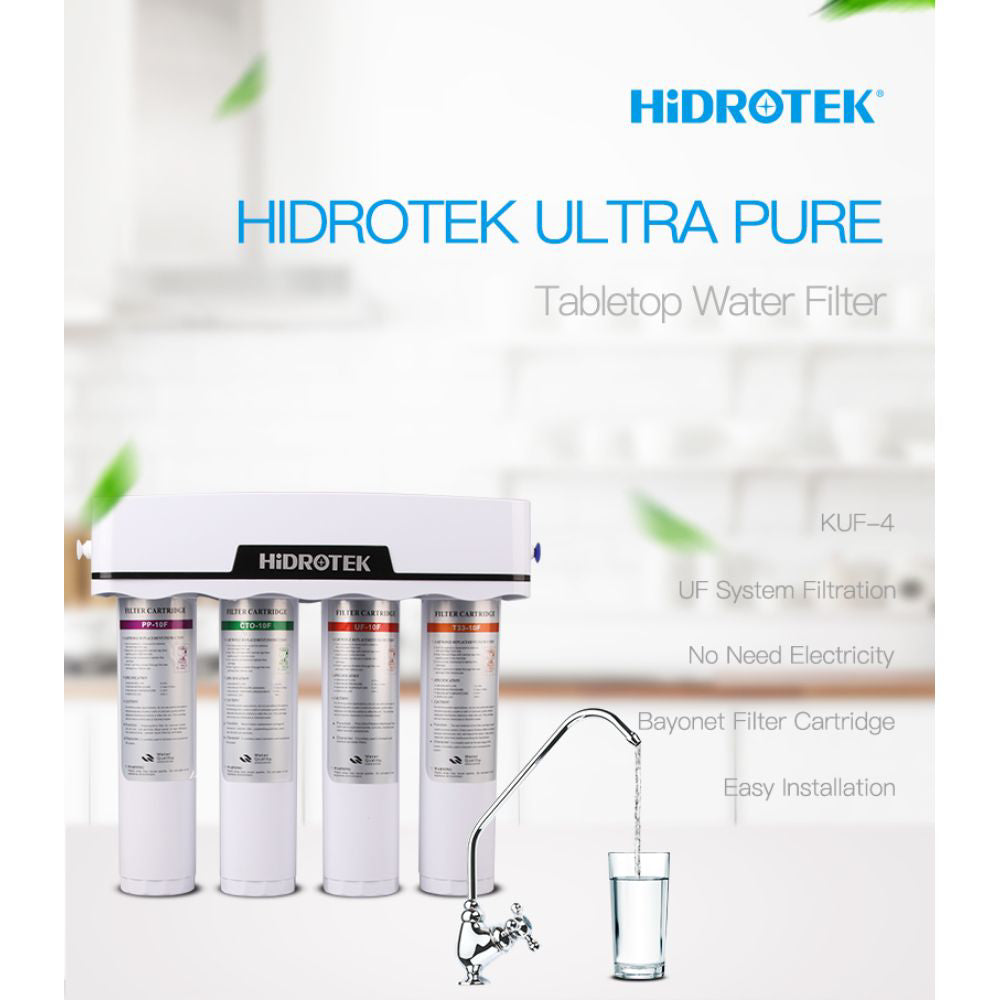 Филтрираща система за вода с 4 филтъра PP+UF+CTO+T33, HIDROTEK KUF-4