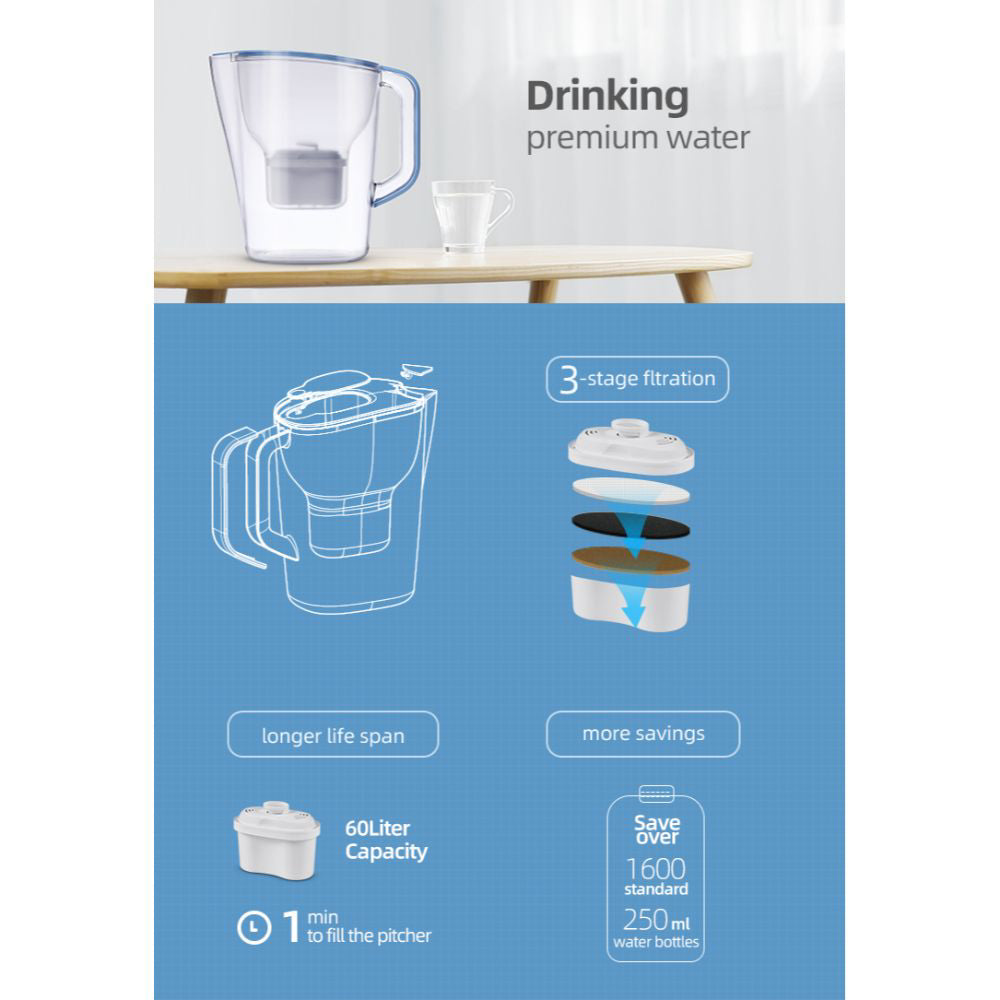 Филтърна кана за вода, HIDROTEK JS-01, 3.5 L