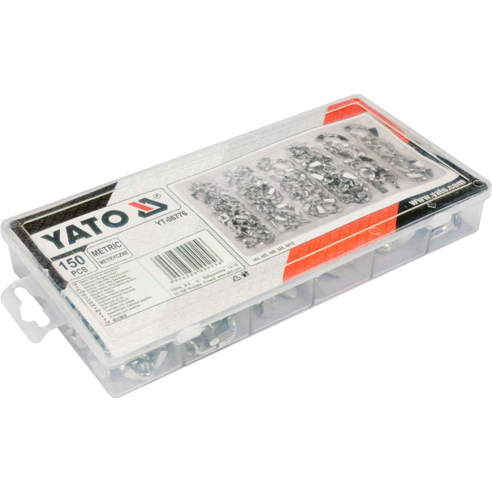 Комплект крилчати гайки с правоъгълни уши М4 - М10 YATO, 150 броя