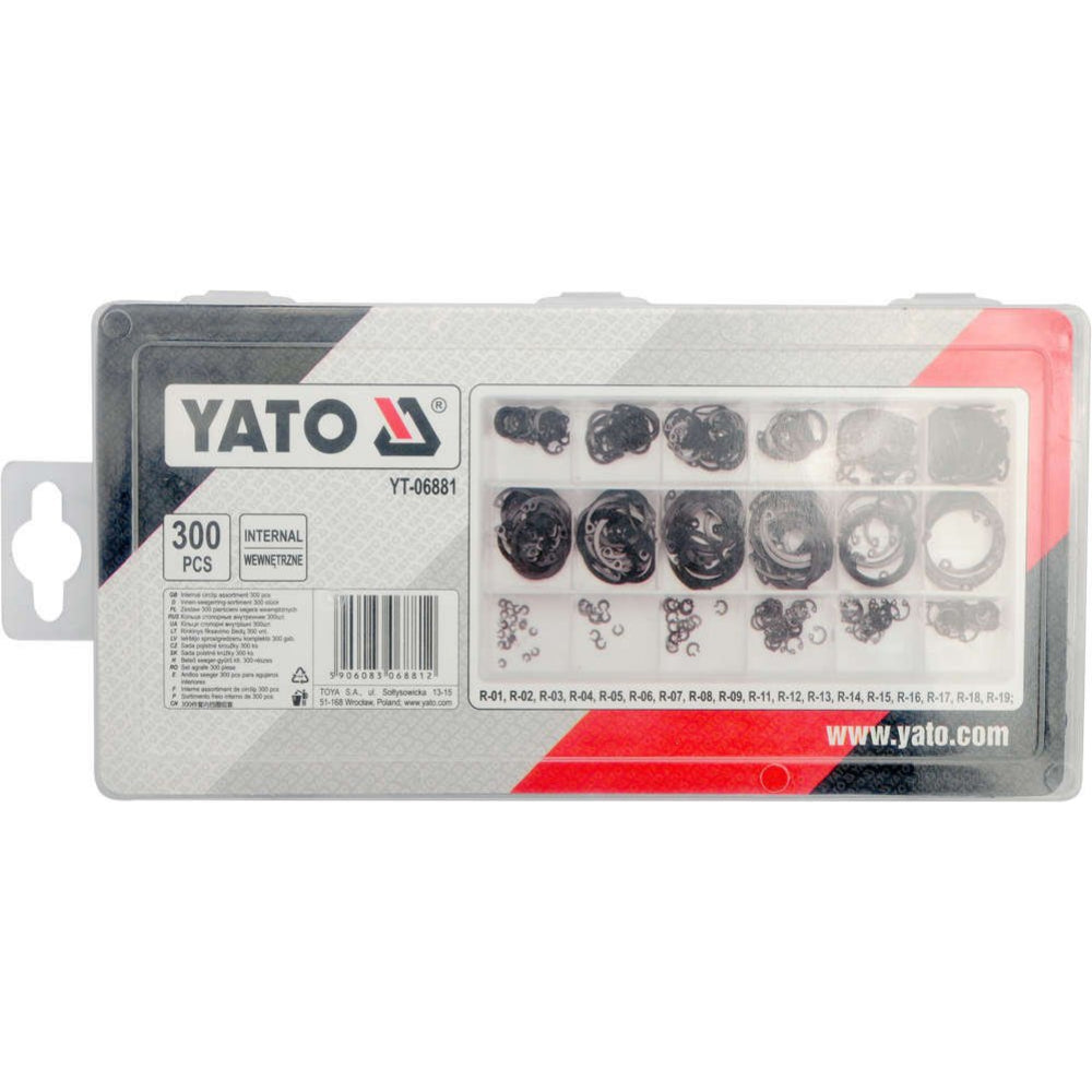Комплект осигурителни пръстени (зегерки) за отвор YATO, Ф 3 - 32 мм, 300 броя