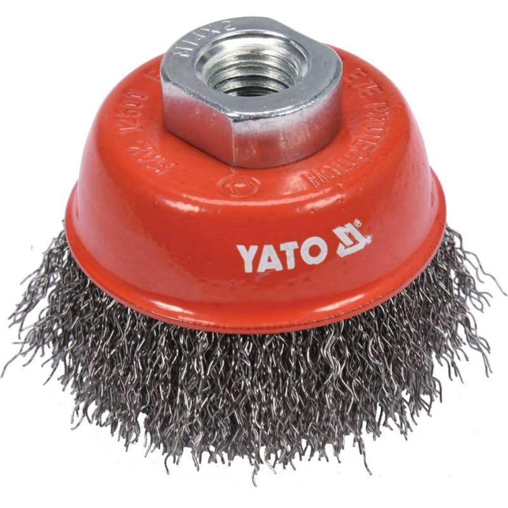Чашковидна телена четка за ъглошлайф YATO, INOX, М14, Ф 65 мм