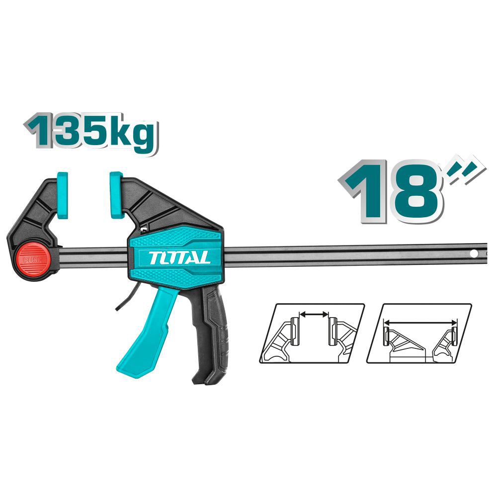 Дърводелска стяга TOTAL Industrial, тресчотков механизъм, 450 мм TL IND THT1346801