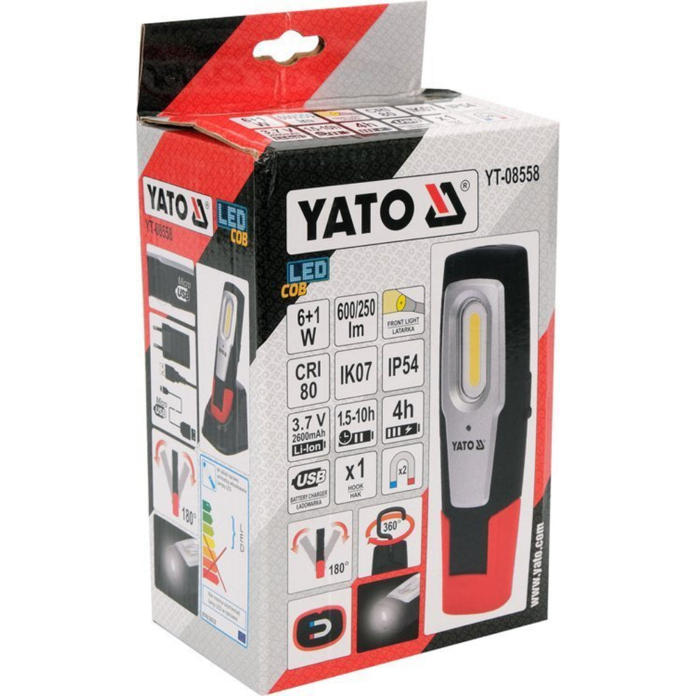 Работна лампа YATO, 6W COB LED, 1W SMD LED, 600 lm