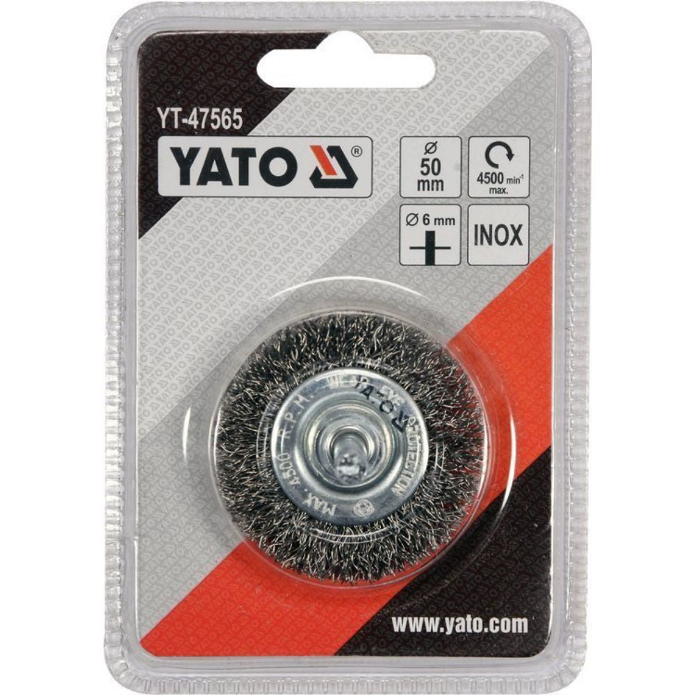 Дисковидна телена четка с опашка YATO, INOX, Ø 50 мм