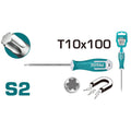Отвертка TORX, намагнетизирана, държач, TOTAL INDUSTRIAL, T 10 x 100 мм