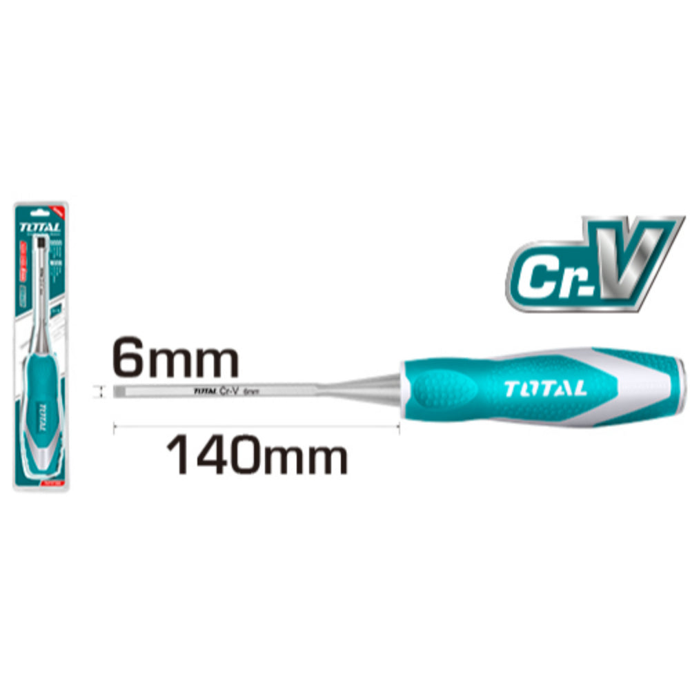 Длето дърводелско TOTAL Industrial, CrV, 6 мм