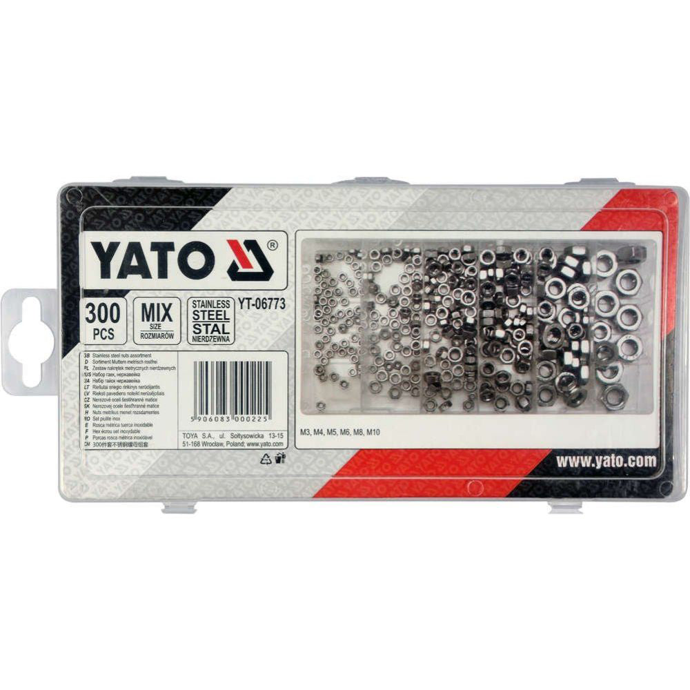 Комплект гайки с метрична резба YATO, М3-М10, 300 броя