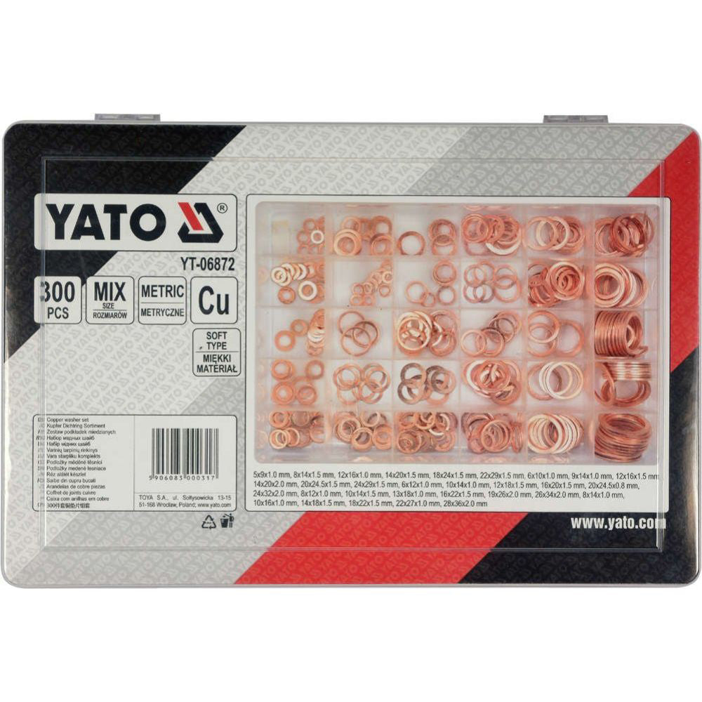 Комплект медни уплътнителни пръстени YATO, 300 броя