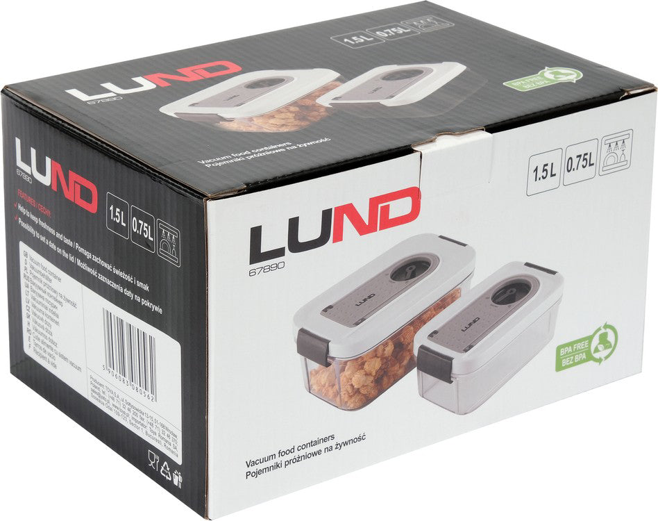 Контейнери за вакуумиране на храна LUND, 0.75 / 1.5 L, 2 броя