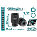 Комплект шестостенни ударни вложки TOTAL, CrMo,  1/2", 10 части