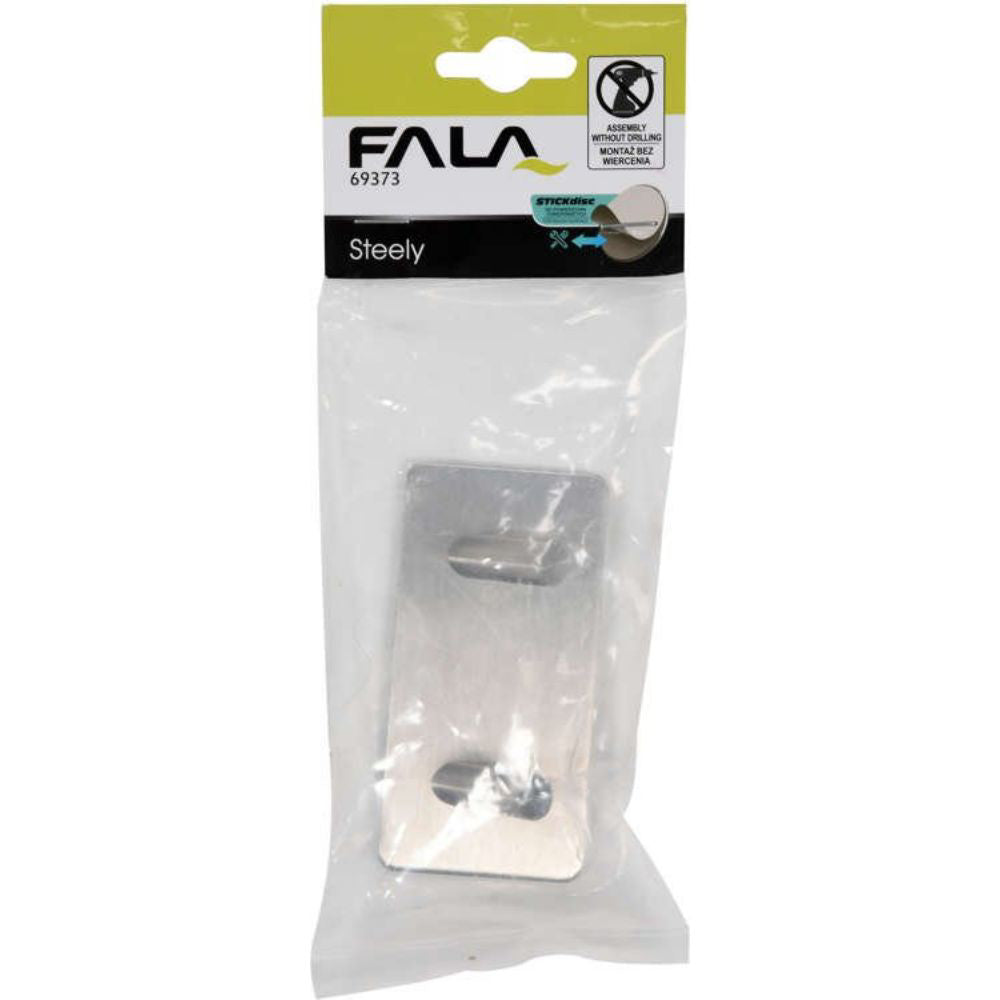 Закачалка FALA STEELY, двойна, самозалепяща, Inox