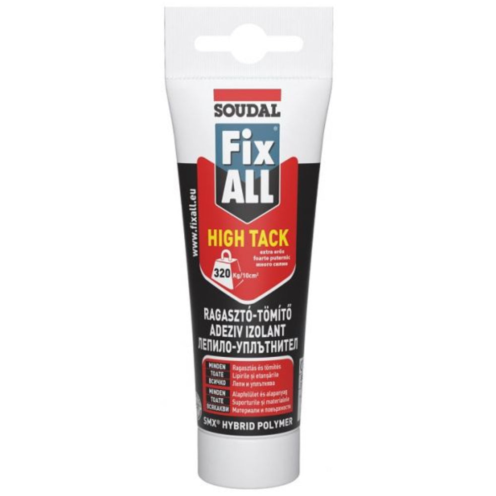Универсално лепило - уплътнител SOUDAL, FIX ALL High Tack, бял, 125 ml