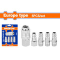Комплект пневматични бързи връзки WADFOW, Euro, 1/4", 5 броя