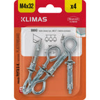 Дюбел за гипсокартон с O-кука, WKRET, Ø9x32 / M4x38 mm, блистер, 4 броя