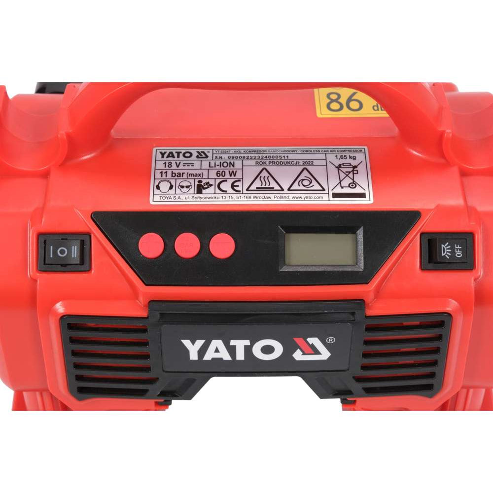 Акумулаторен компресор за гуми YATO, 18V, 3Ah, 11bar
