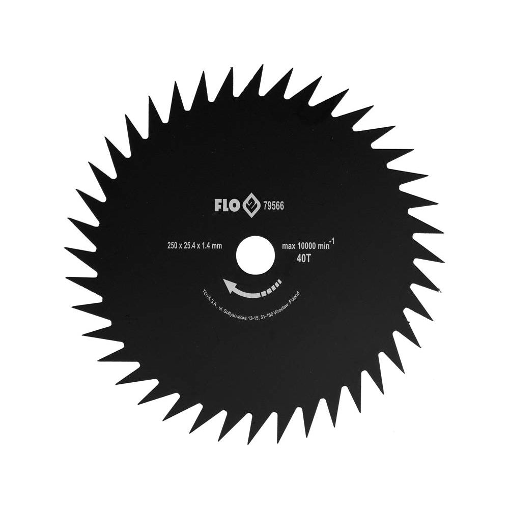 Диск за моторна коса FLO, 40T, Ø 250 x 25.4 mm