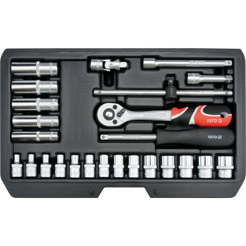 Комплект тресчотка и вложки YATO, 1/4", 25 части