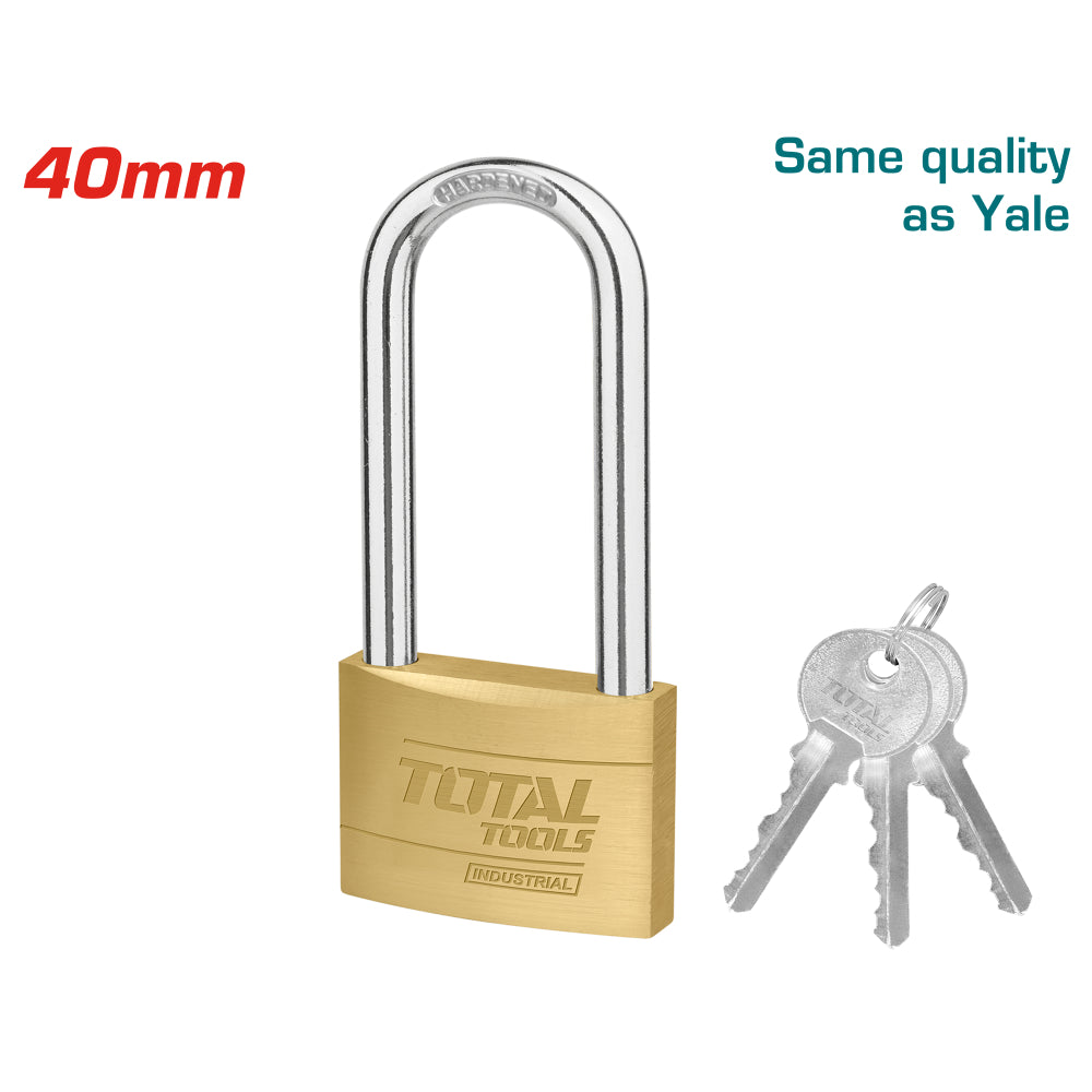 Катинар месингов с дълго рамо TOTAL INDUSTRIAL, Heavy duty, 40 мм, 3 ключа