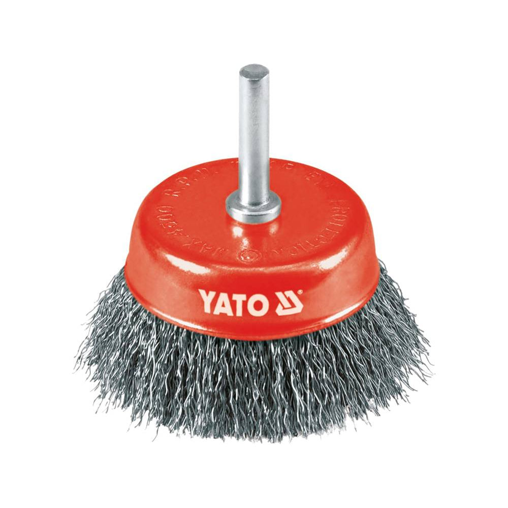 Чашковидна телена четка с опашка YATO, INOX, Ф 75 мм
