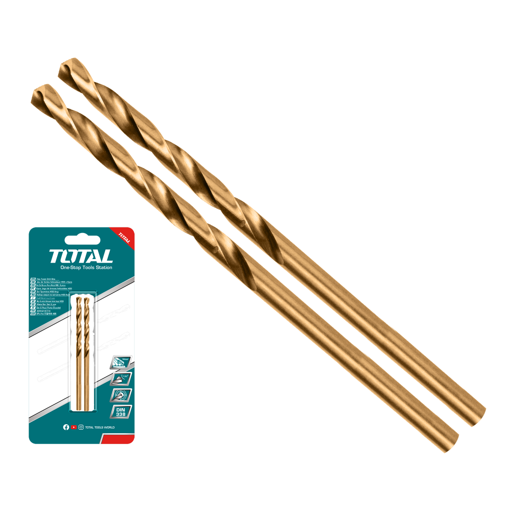 Свредло за метал TOTAL Industrial HSS-CO, DIN 338, 2 броя, Ø 2.5 mm