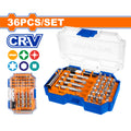 Комплект битове с бит държач WADFOW, 1/4", CrV, 36 части