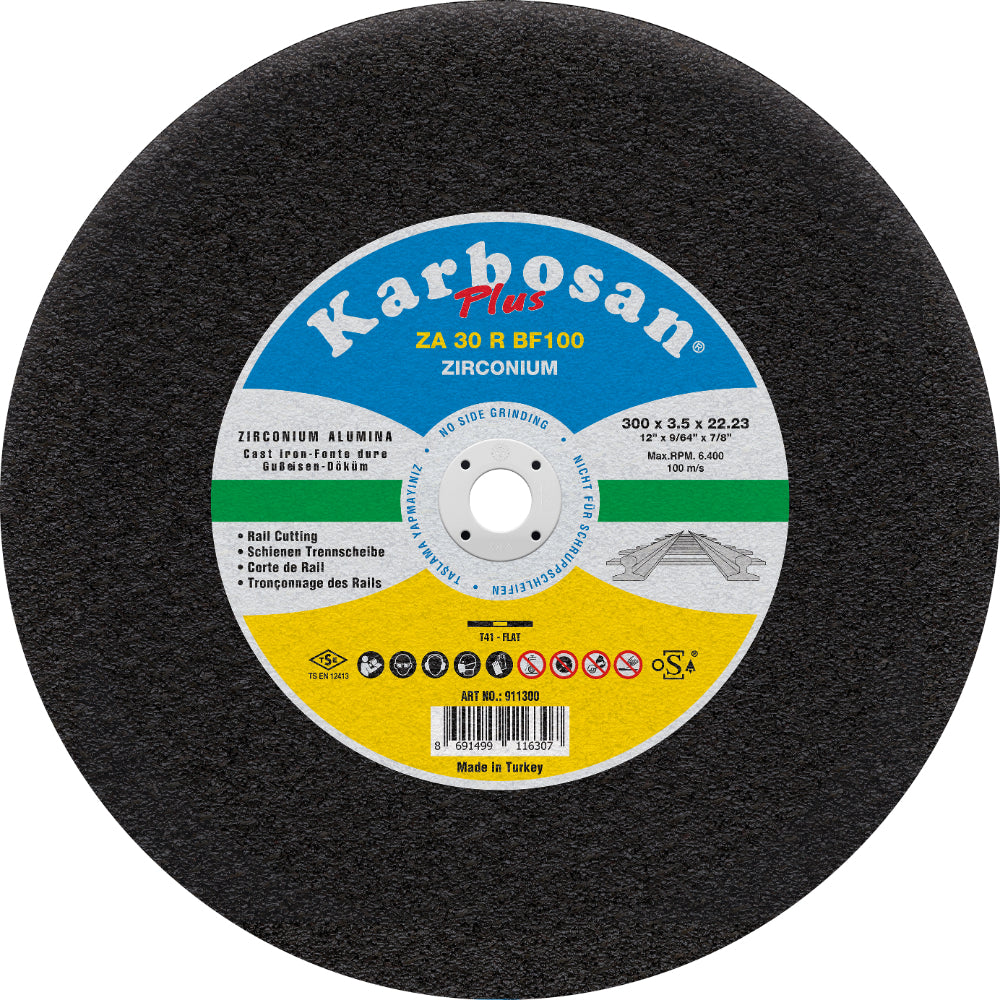 Диск за рязане на релсова стомана KARBOSAN ZA30R100, Ø 300 x 3.5 x 22.23 mm