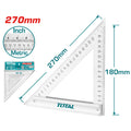 Измервателен триъгълник TOTAL, inch/metric, 270 мм
