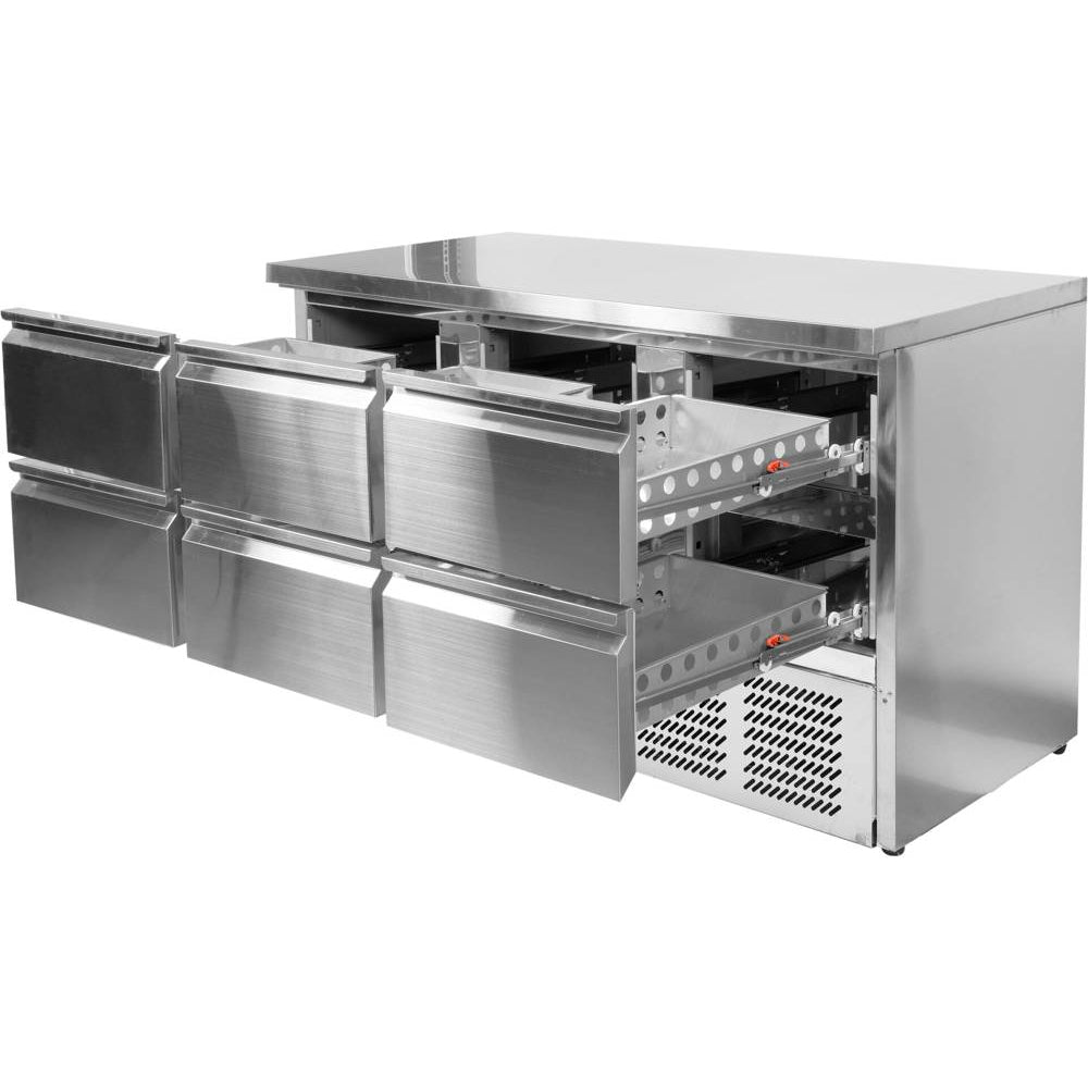 Хладилна маса YATO, 6 чекмеджета, 240 W, 368 L, -2 до +8 °C