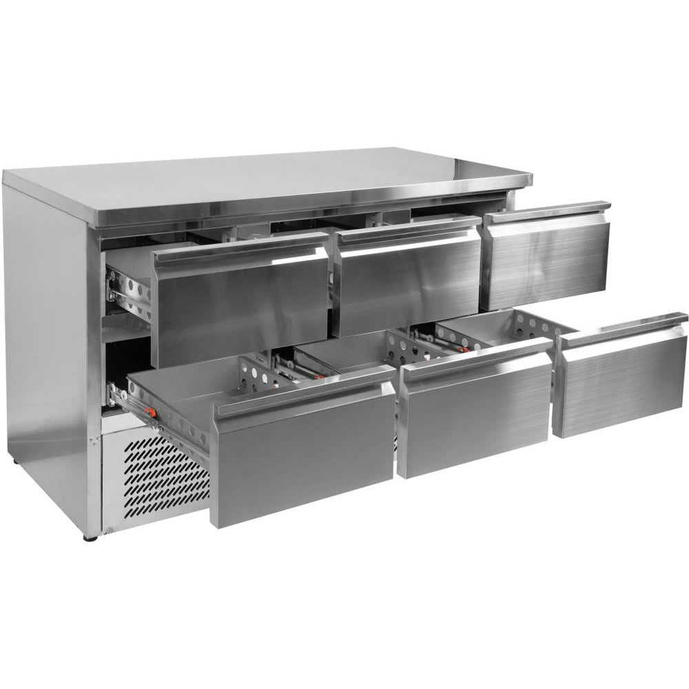 Хладилна маса YATO, 6 чекмеджета, 240 W, 368 L, -2 до +8 °C