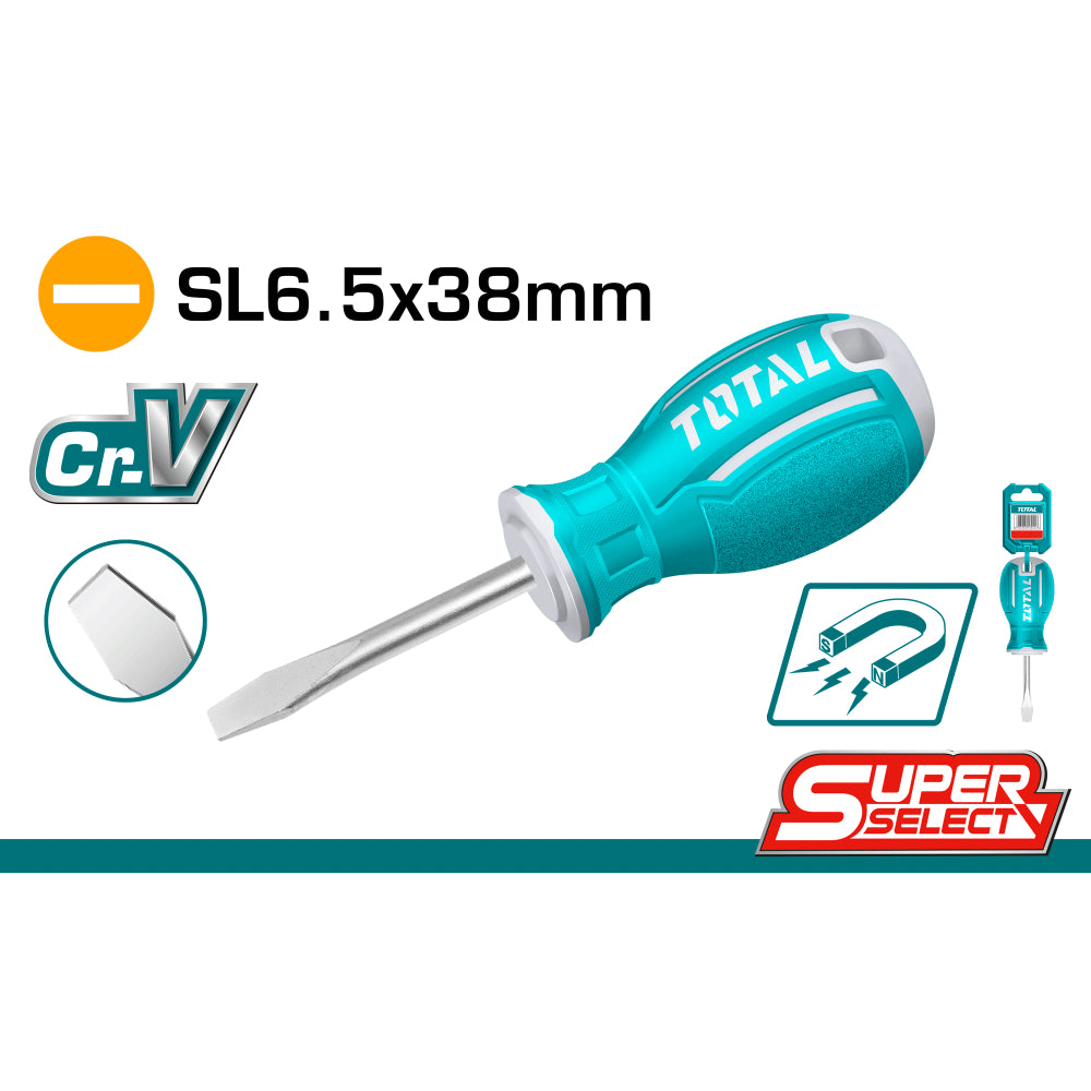 Отвертка права, намагнетизирана TOTAL, CrV, SL 6.5 x 38 мм