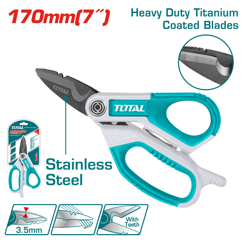 Електричарски ножици TOTAL Industrial, титаново покритие, 170 mm