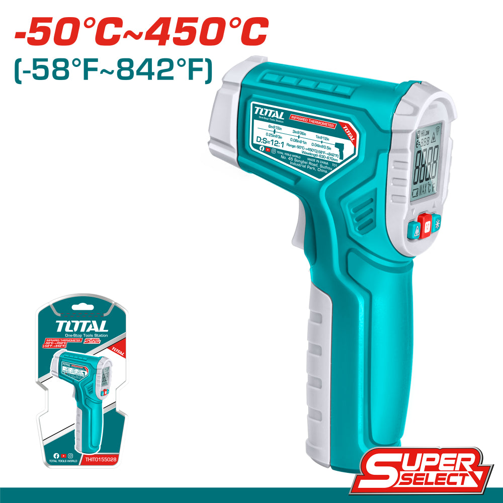 Термометър инфрачервен TOTAL, -50°C до 450°C