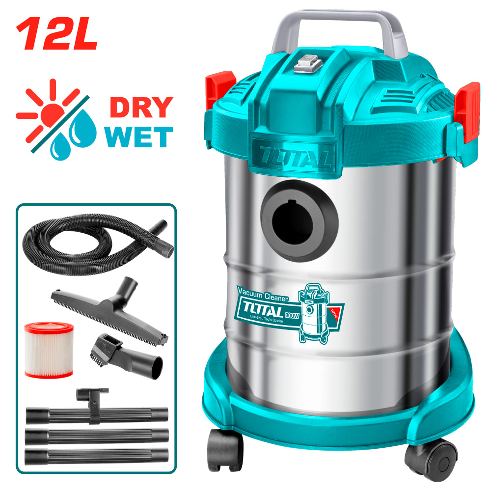 Прахосмукачка за сухо/мокро почистване TOTAL, 800 W, 12 L