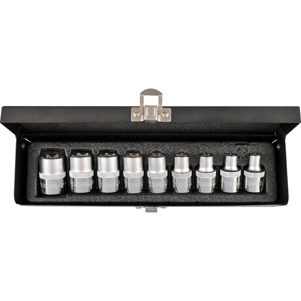 Комплект вложки YATO, 1/2", E10 - E24, 9 части