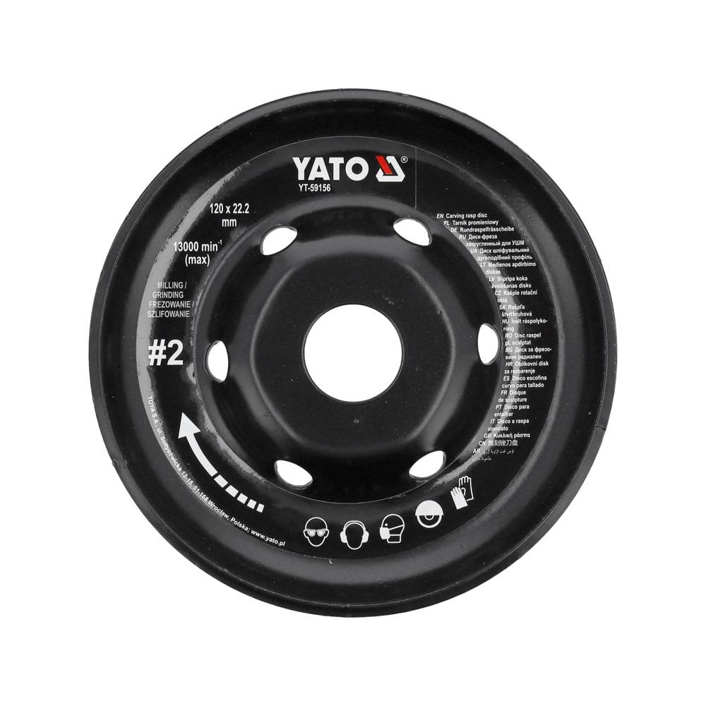 Диск за шлайфане, рашпила, изпъкнал, YATO, #2, Ø 120 x 22.2 mm