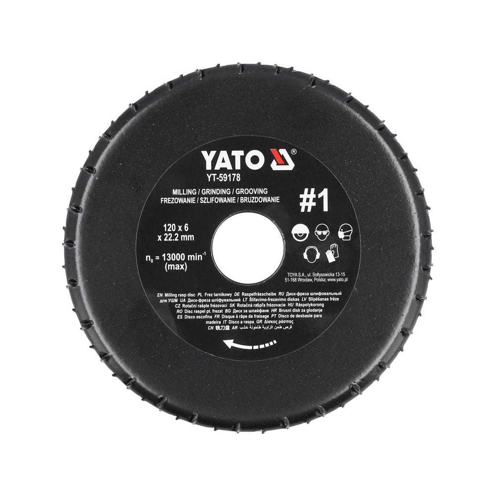 Диск за ъглошлайф, рашпила, YATO, #1, Ø 120 x 6 x 22.2 mm