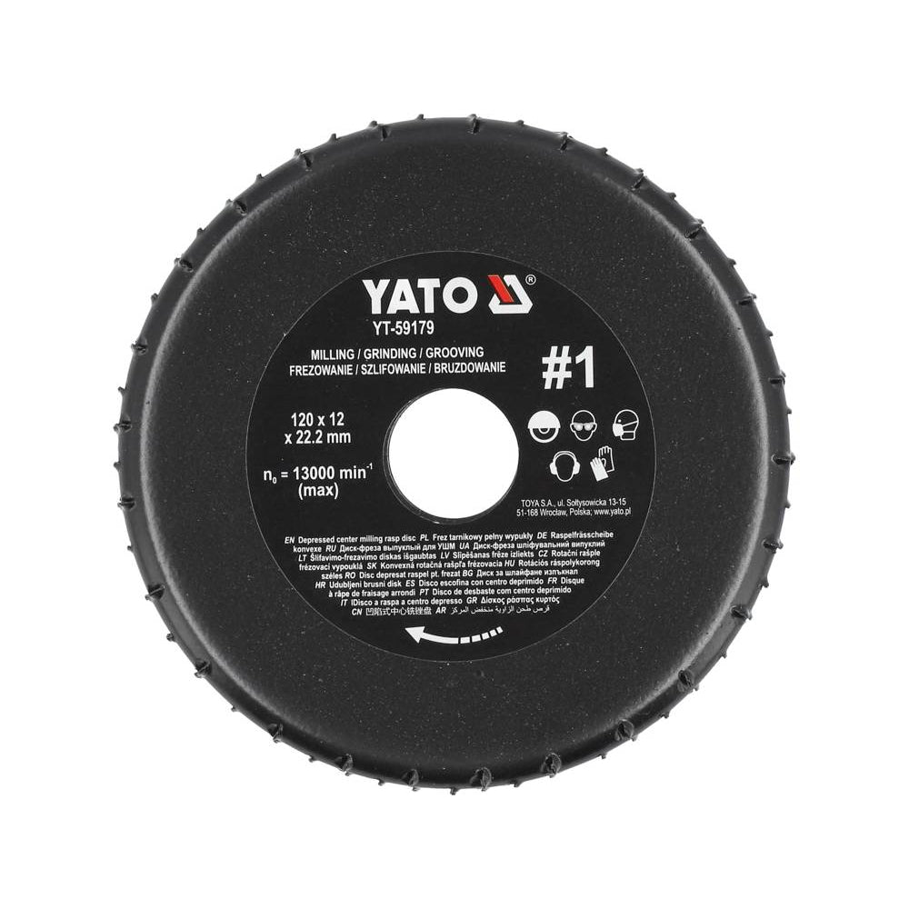 Диск за ъглошлайф, рашпила, YATO, #1, Ø 120 x 12 x 22.2 mm