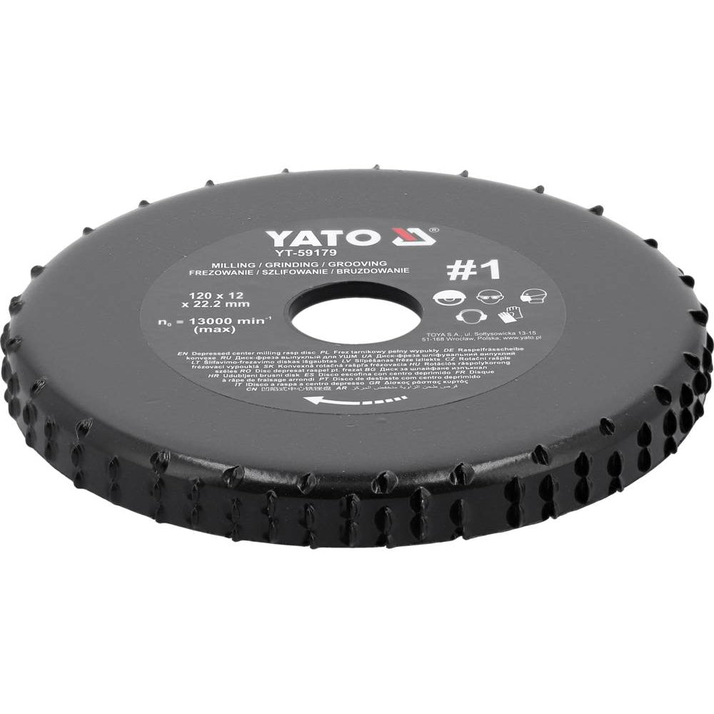 Диск за ъглошлайф, рашпила, YATO, #1, Ø 120 x 12 x 22.2 mm