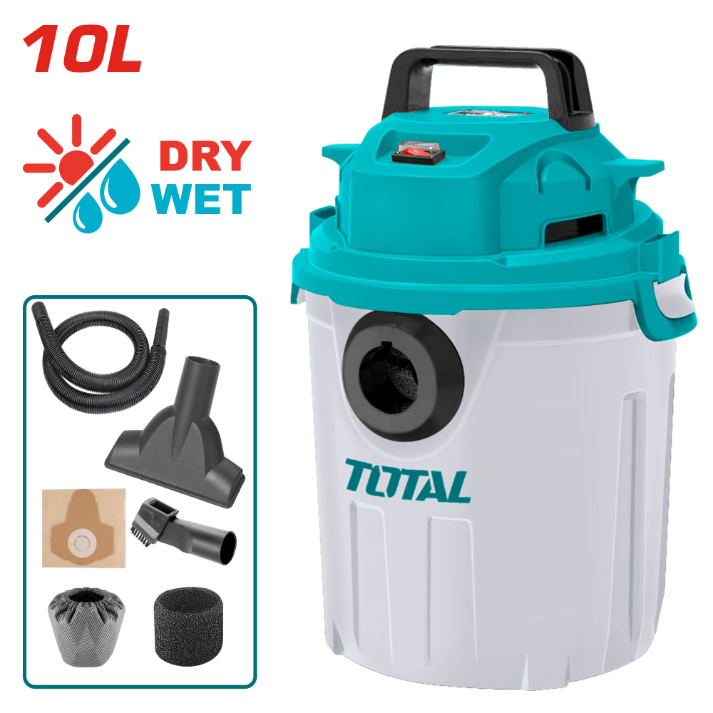 Прахосмукачка за сухо и мокро почистване TOTAL, 1000W, 10L