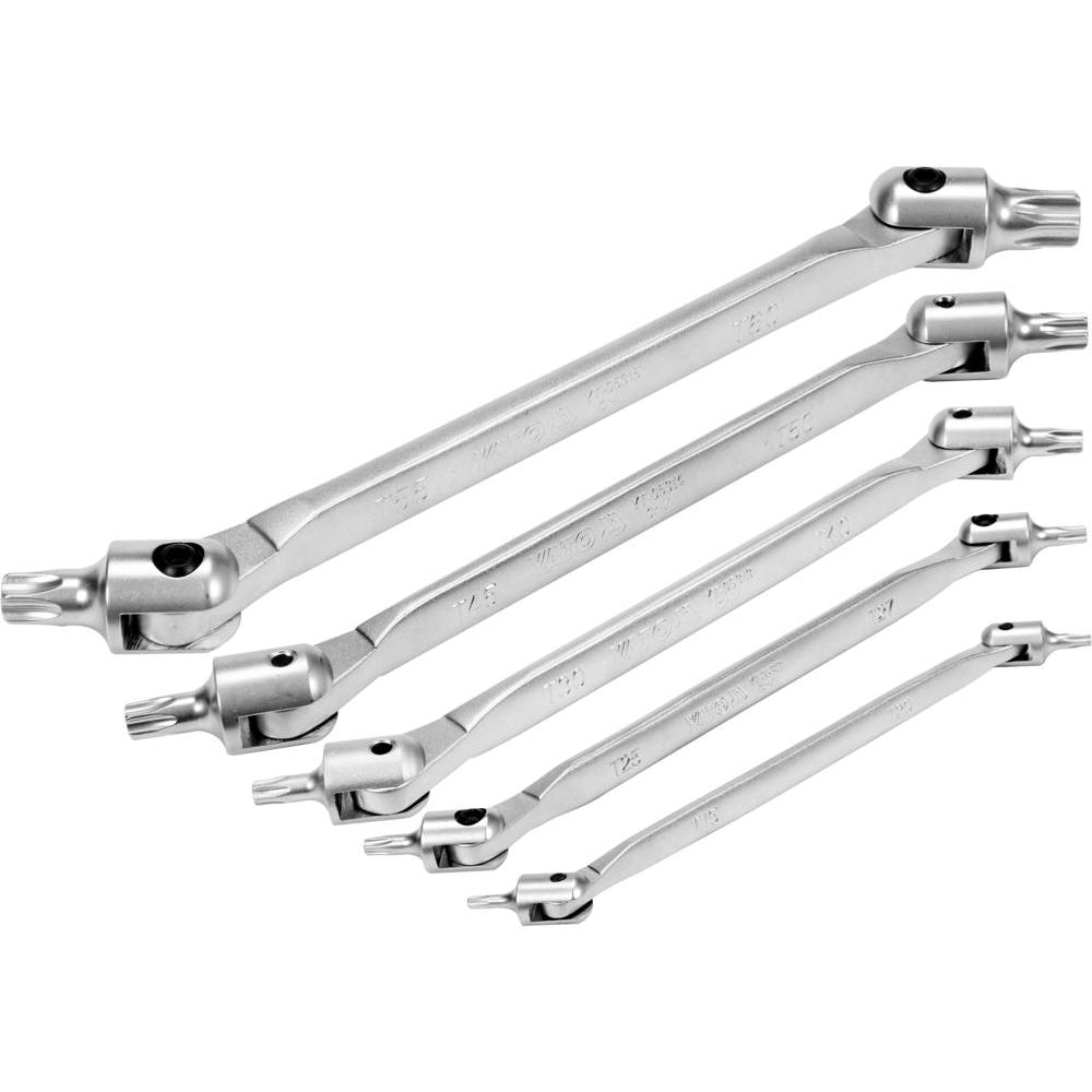 Комплект шарнирни двустранни ключове YATO, TORX, TX15 - TX60, 5 броя